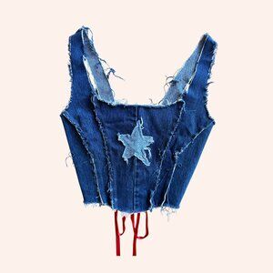 Rokit Originals Denim Bustier Corset reworked vintage